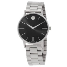 Movado Classic Museum Quartz Black Dial Ladies Watch 608037