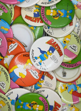 U PICK - Vintage 80s-90s "The Simpsons" Pin Back Buttons - Homer, Bart