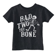 Toddler Funny T Shirts Bad 2 The Bone Sarcastic Halloween Skeleton Graphic