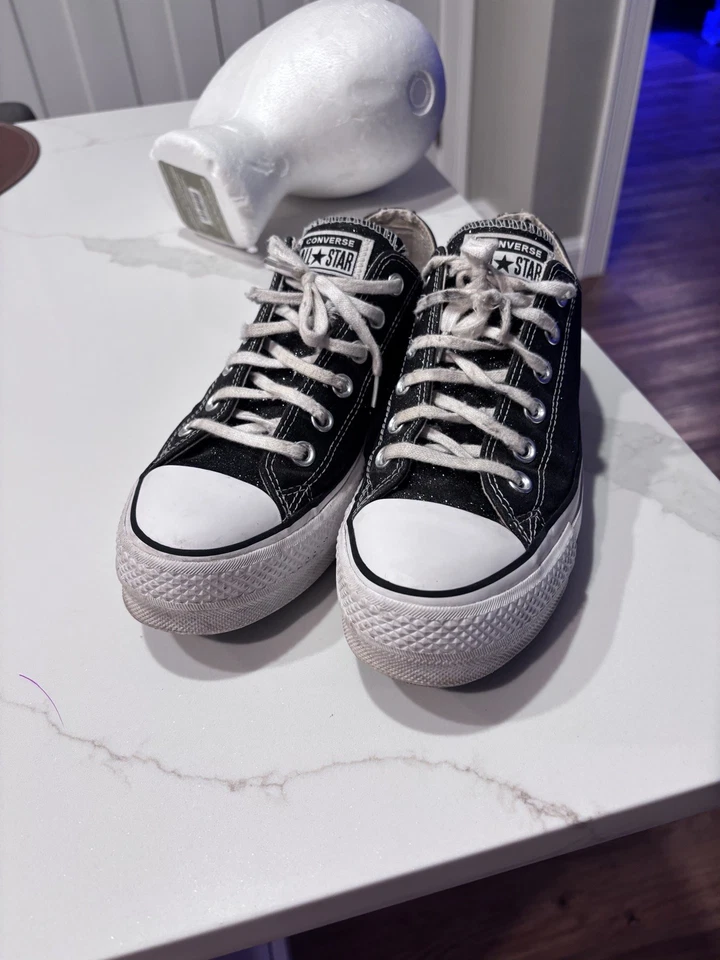 NOVO TÊNIS CONVERSE CT All Star Lift plataforma baixa preto glitter (tamanho 8.5) - Imagem 3 de 4