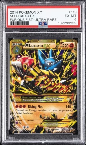 2014 POKEMON XY FURIOUS FISTS ULTRA RARE #113 M LUCARIO EX PSA 6