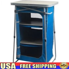 3-Shelf Collapsible Storage Cabinet W/ Zippered Door & Removable Table Top New