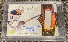 2017-18 UD Splendor Leon Draisaitl /11 Red Auto Patch 3 Cl Edmonton Oilers NHL