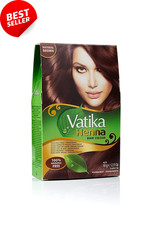 Vatika Henna Hair Color Natural Brown 6x10g Zero Ammonia 100 Grey Coverage