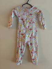 Carter's Baby Girl 1-Piece Floral Dino 100 Cotton Zip Long sleeve PJs White 12M