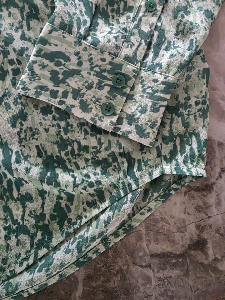 M&S Autograph Printed Tie Neck Shirt ~ Size 12 - Image 3 of 4