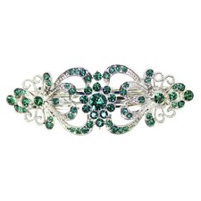 Gorgeous Green Hearts And Floral Hair Barrette
