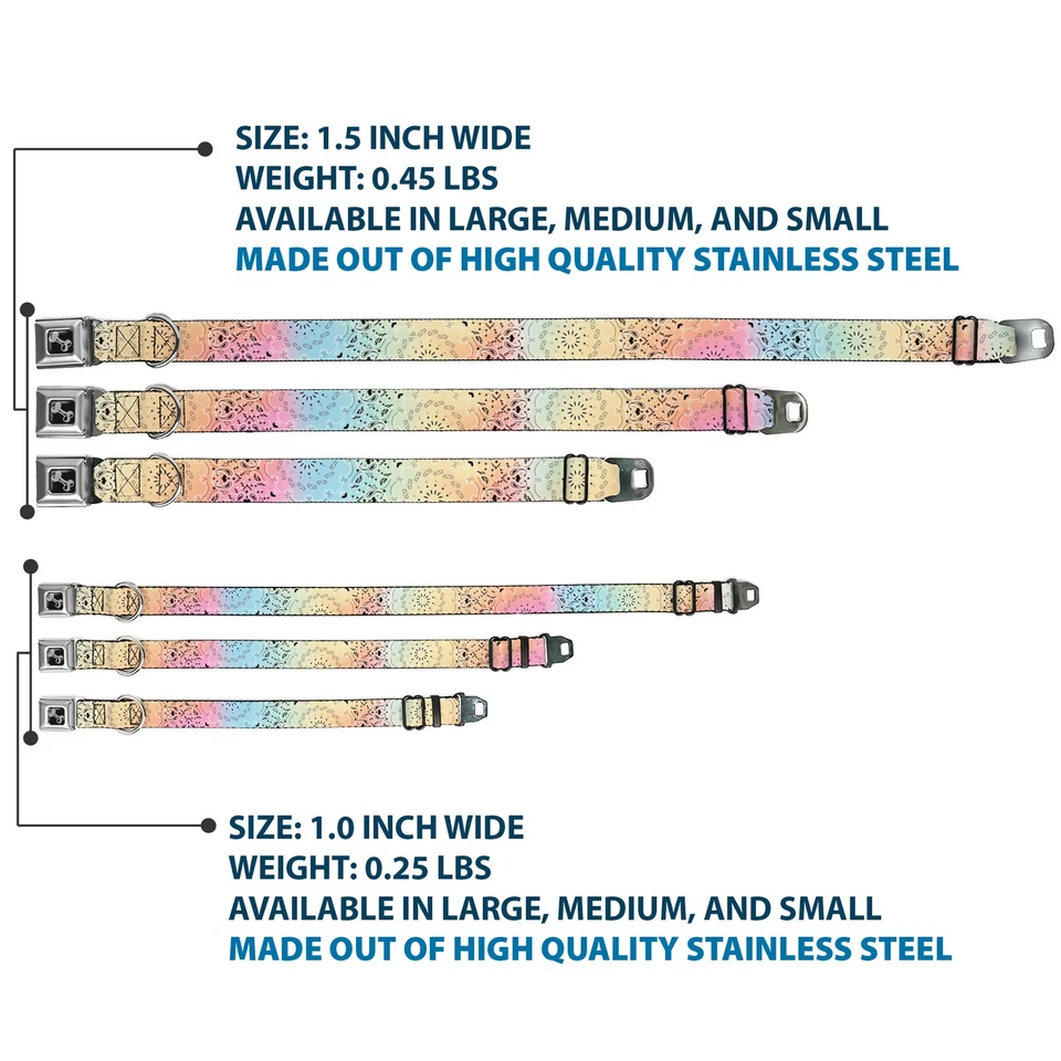 Dog Collar Bone Bandana Paisley Ombre Pastel/Black Medium 11-1 (Importación USA) - Imagen 3 de 4