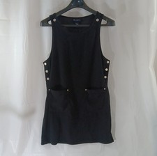 Denim Co Overall Jumper Pinafor Dress Size Small Front Pockets Button Sides