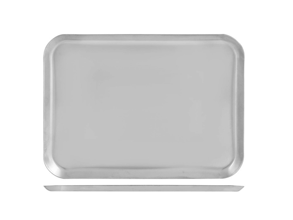 Bandeja Inox Pastelería Rectangular Cm 23x16,5 Gris Home