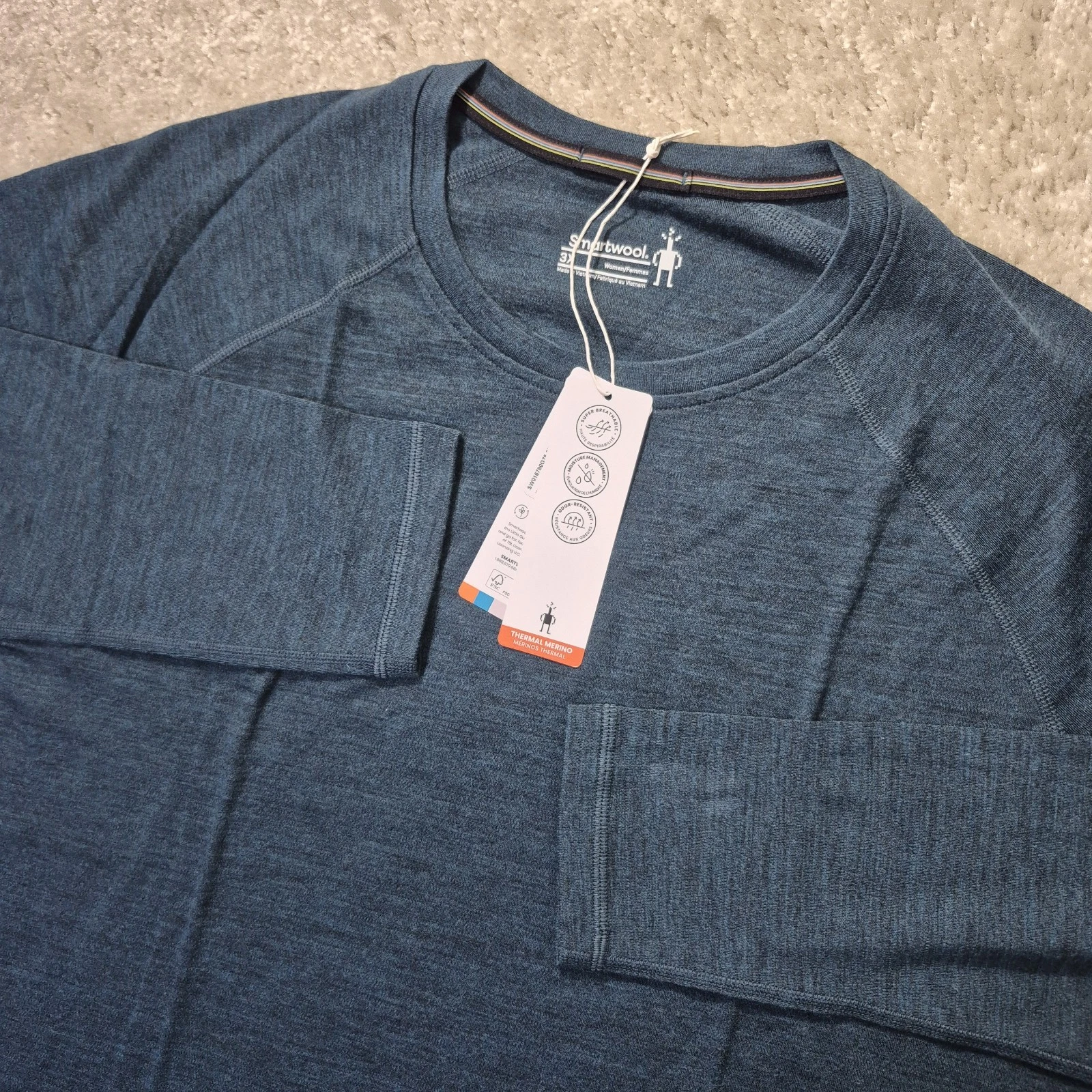 Smartwool Thermal Merino Base Layer Shirt Womens 3X Turquoise Outdoor Ski New