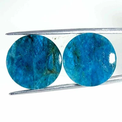 22,50 Ct Natürlicher Apatit Runde Paar Cabochon Lose Edelstein - Bild 1 von 4