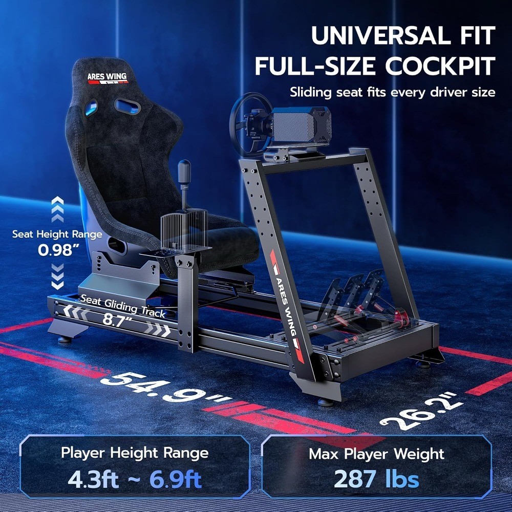 Adjustable Racing Seat Sim Racing Cockpit with Racing Seat, 8040 Aluminum Profile Fully ...