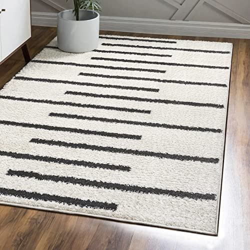 Jonathan Y Alaro Berber Stripe Shag Rug Bohemian Geometric Indoor Area Rug