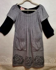 Phoebe Couture Gray Wool Blend Dress Pocket Jumper Women's Size 8