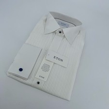 Eton Dress Shirt Mens L 16 1/2 - 42 White Pintucked Contemporary Fit Button Up