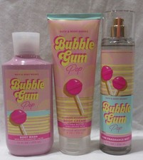 Bath Body Works Body Wash Cream Fragrance Mist Set Lot of 3 BUBBLE GUM POP