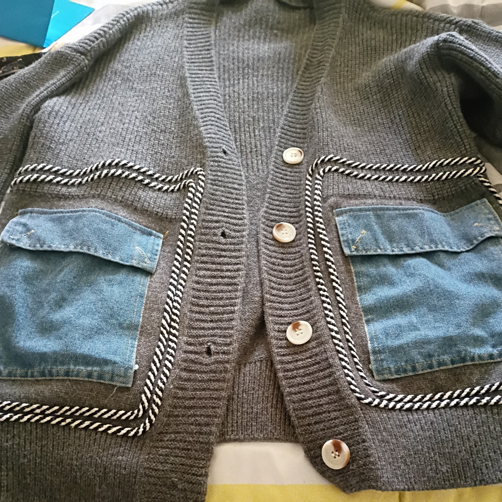 Women's Open Front Cardigan Oversized Button Down Denim Jean