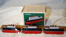 3 SCHYLLING TIN TOYS OCEAN LINER COLLECTOR SERIES  XMAS ORNAMENT 1997 IN BOX