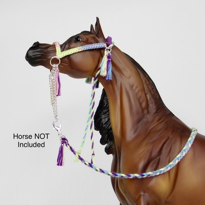Handmade Breyer Traditional 1:9 blau lila rosa Araber Halfter Modell Pferd Tack