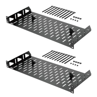 Tecmojo 1HE Rackregal, 19 Zoll Regal 8 Tiefe, 8 Zoll Tiefe/2er Pack, schwarz