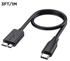 3ft Micro B to USB Type C 3.1 External Hard Drive Cable Cord MacBook Seagate WD