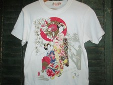 Ichiban  MADE IN JAPAN Vintage  Single Stitch Geisha ukiyo-e chop T shirt S