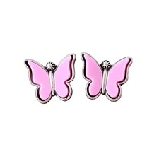 Butterfly Earrings for Women Colorful Acrylic Trendy Small, Pink