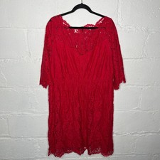 Lane Bryant Women's Scallop Lace Exposed Zipper Elbow Length Sleeves Dress 16 