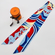 HERMES Scarf Blue Silk Bride Galashado