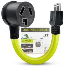 Upgraded NEMA 5-15P Male to 10-30R Female Power Adapter Dryer Adapter Cord He...