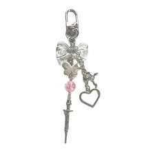 Y2K Keychain - Cute Transparent Bow Bead Pendant for Phone Bag