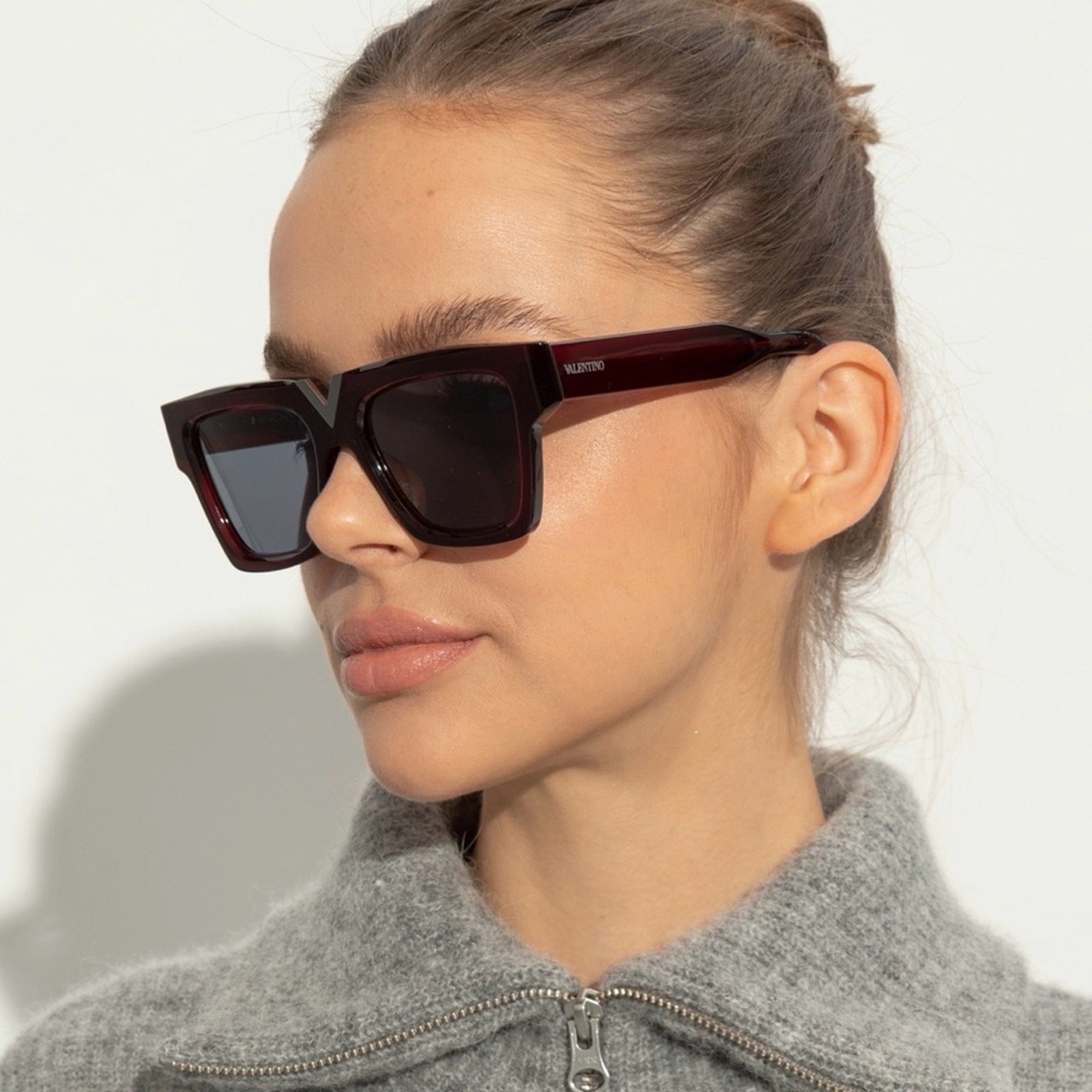  New! Valentino V GOLD | VLS 162C, Burgundy Sunglasses, Authentic thumbnail 3