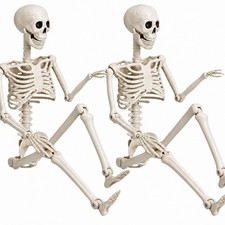 2 Pack 36" Halloween Skeleton, Full Body Life Size Posable Skeletons with Mov...