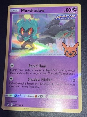 Marshadow 080/203 NM Holo Rare Rapid Strike Pokémon Card Trick And Trade 2022