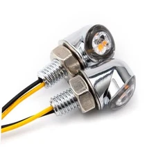  8mm Mini Motorcycle LED Turn Signal Light DRL Aluminium Indicator Front Silver