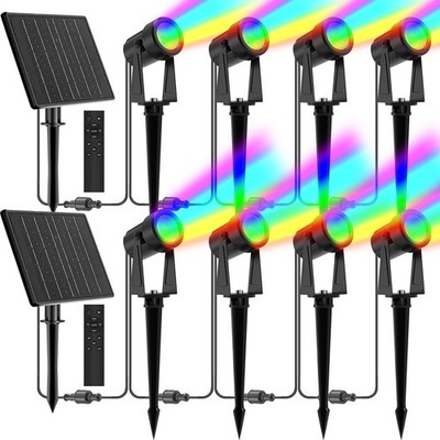 ZYAN Solar RGB Spotlights 8 Pack Remote 12000mAh