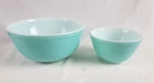 Vtg Pyrex Robin Egg Blu 2 1/2 Quart & 1 1/2 Quart Mixing Nesting Bowls 403 & 401