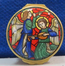 HALCYON DAYS CHRISTMAS TRINKET BOX 1998 ANGELS PLAYING TRUMPETS