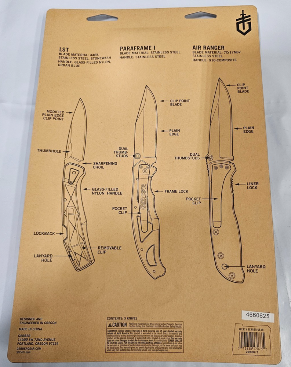 Gerber Greatest Hits 3 Pc Knife Set Paraframe Air Ranger LST | eBay