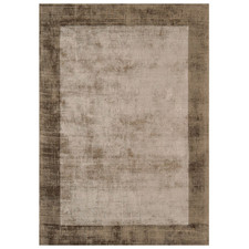 Hand Woven Viscose Art Silk Area Rug Beige Brown Modern Border Living RoomCarpet