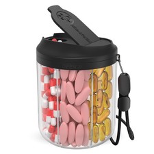 Pill Bottle Organizer with 7 Large Compartments, Pill Dispenser Travel, Black
