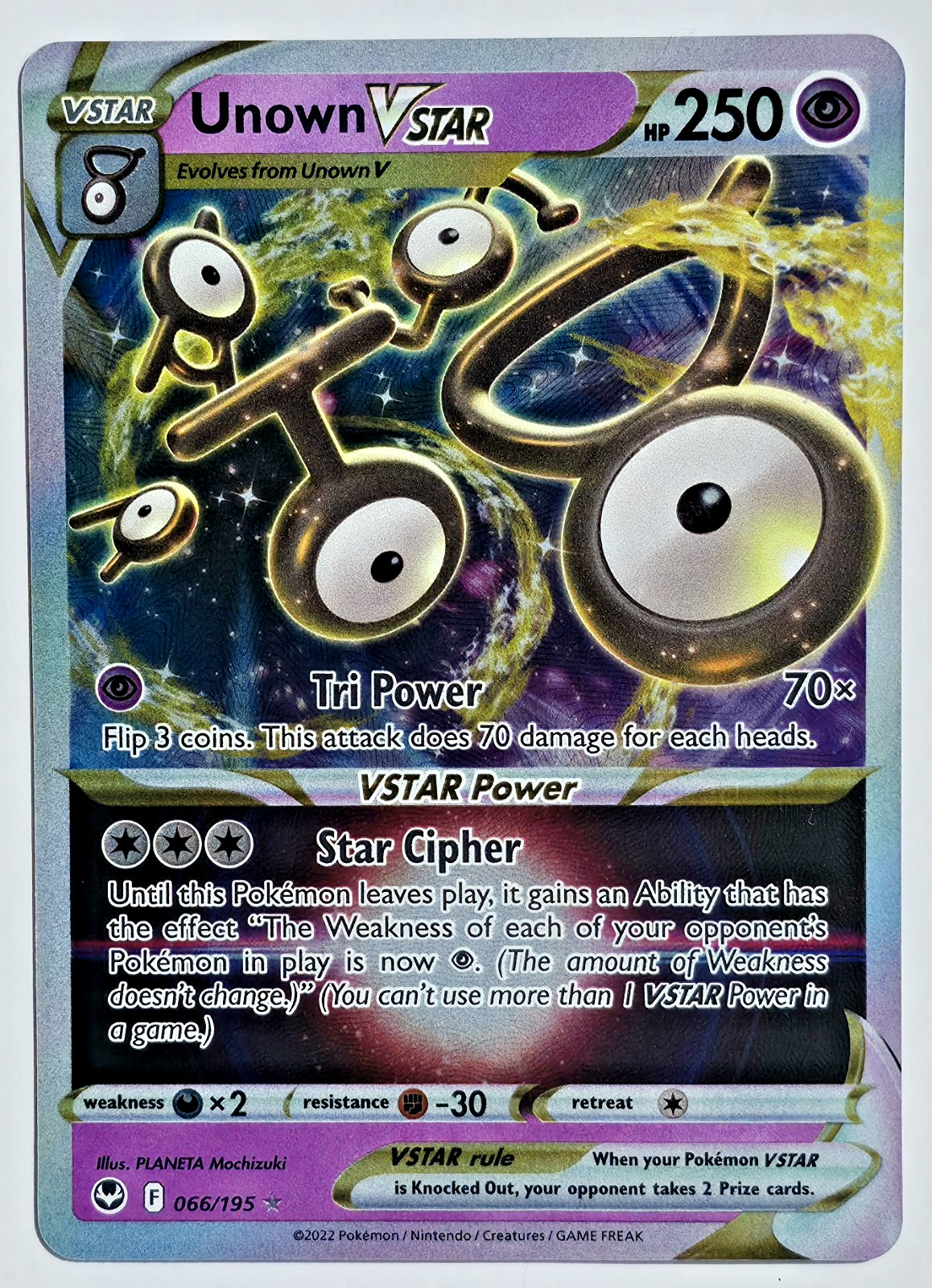 Unown VSTAR 066/195 Holo VSTAR Rare Silver Tempest NM - Pokemon TCG