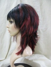 Sexy Black & Dark Red Shag Layer Wig Goth EMO...