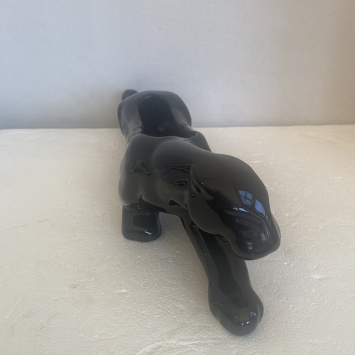 Vtg - MCM - Crouching Stalking Black Panther Jaguar Planter Figure 15" Long. - Picture 3 of 11