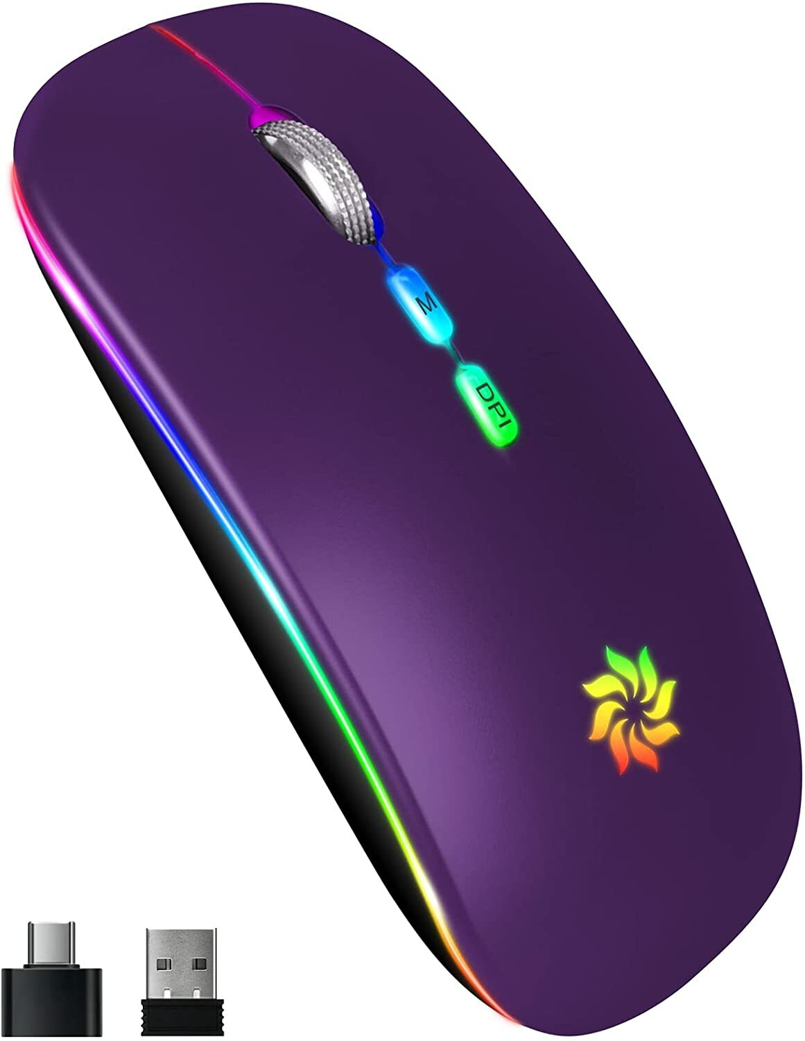 Slim Rechargeable LED Wireless Silent Mouse – 2.4G Portable Computer Mouse with Long-Lasting Battery