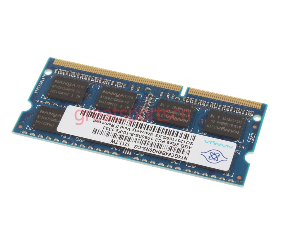 Nanya 4 GB 2RX8 DDR3 PC3-10600 DDR3-1333Mhz 204pin Sodimm Laptop Low Density RAM - Image 3 of 4