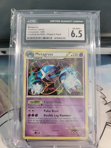 Pokemon Unleashed CGC 6.5 Metagross Cracked Ice Holo- PLAYER'S PACK 4/95