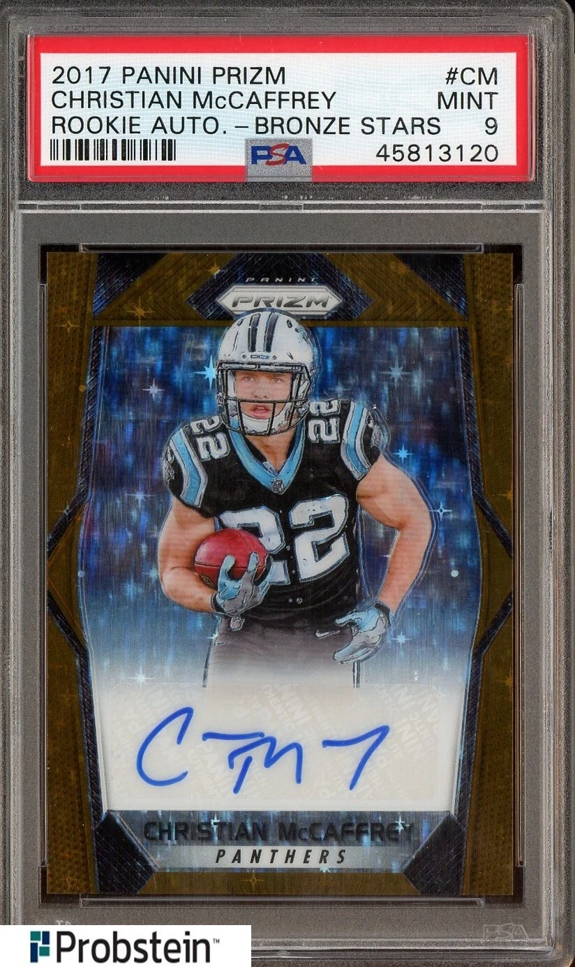 Christian McCaffrey Panini Prizm Rookie Autographs #CM Bronze Stars