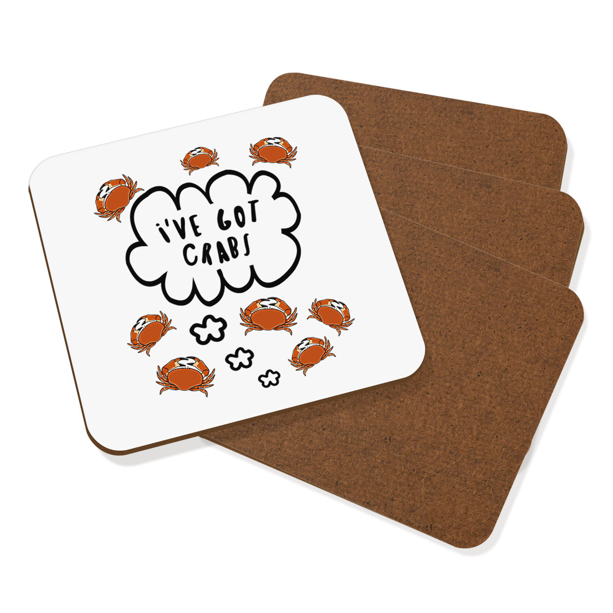 I've Got Crabs Coaster Drinks Mat Set Of 4 - Funny Joke Animal Crab